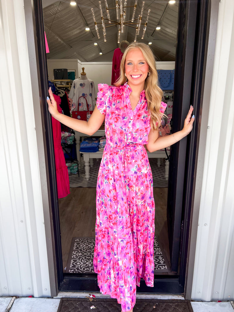 Pink Satin Maxi Dress