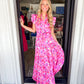 Pink Satin Maxi Dress