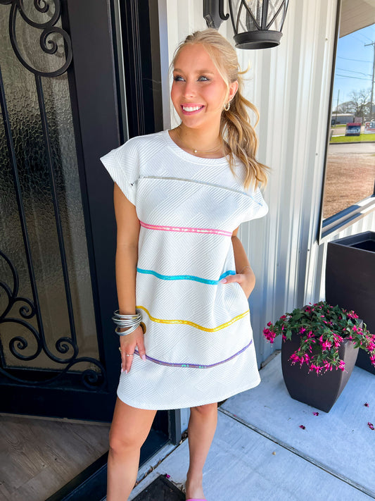 Eliza Sequin Stripe Dress - Southern Belle Boutique