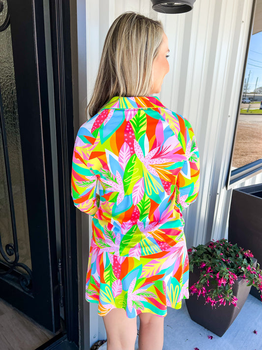 Hamptons Get Tropical 1/2 Zip Top - Southern Belle Boutique