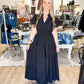 Black VNeck Midi Dress - Southern Belle Boutique