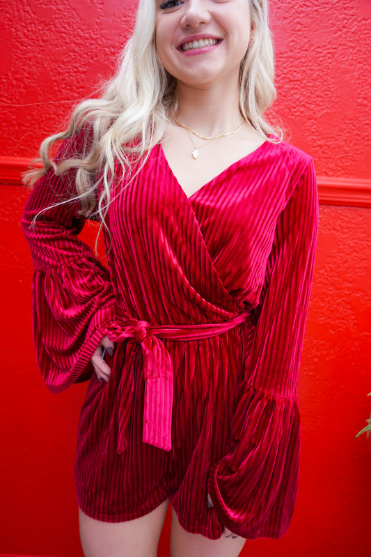 Velvet Romper - Burgundy - Southern Belle Boutique