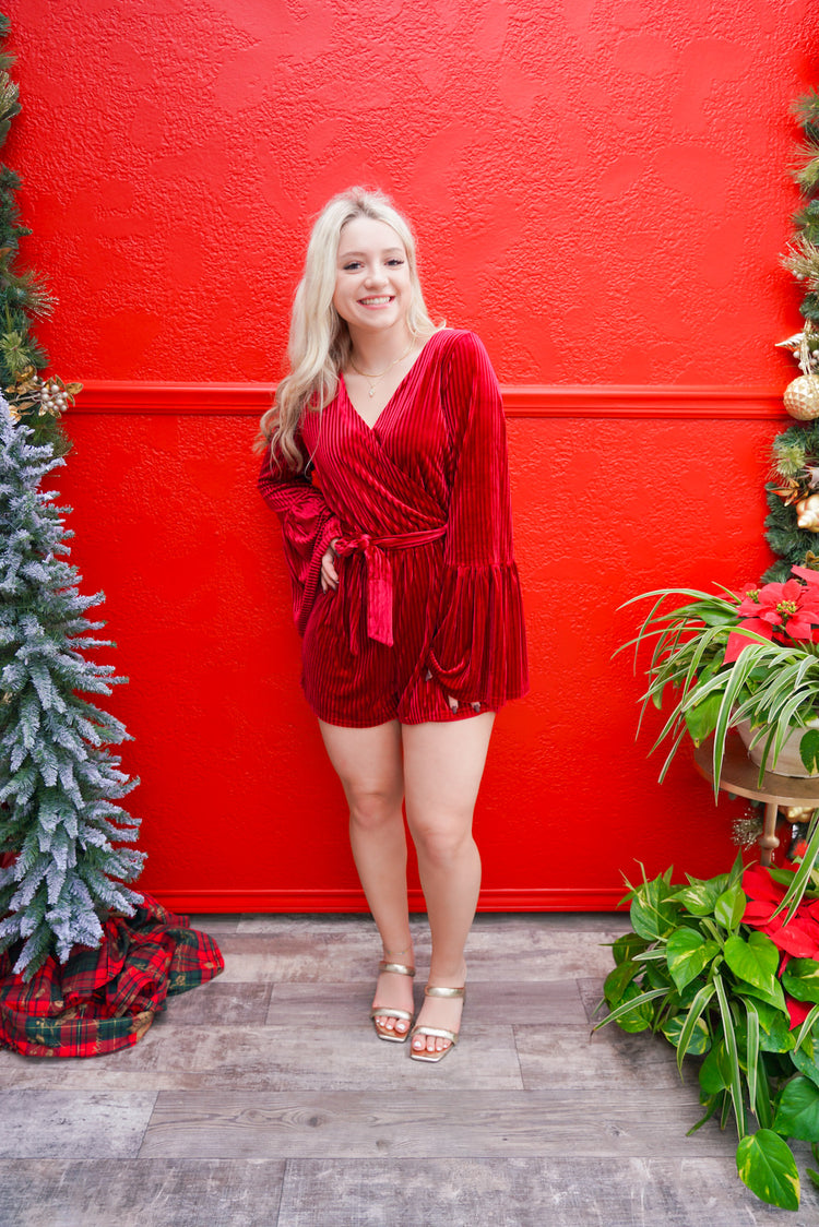 Velvet Romper - Burgundy