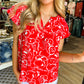 Red Spring Floral Top - Southern Belle Boutique