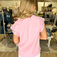 Pink Studded Sleeve Top - Southern Belle Boutique