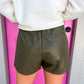 Olive Faux Leather Shorts - Southern Belle Boutique