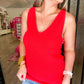 Noa V-Neck Sweater Tank - Watermelon - Southern Belle Boutique