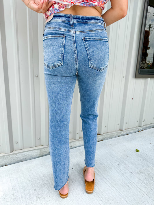 Reese High Rise Ankle Straight Raw Hem - Incredible - Southern Belle Boutique