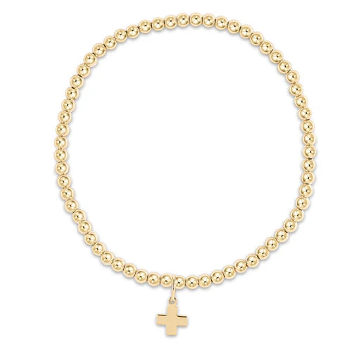 Classic Gold 3mm Bead Bracelet - Signature Cross Gold Charm - Southern Belle Boutique