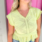 Delaney Peplum Sweater - Pale Lime