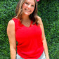 Noa V-Neck Tank - Infra Red - Southern Belle Boutique