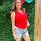 Noa V-Neck Tank - Infra Red - Southern Belle Boutique