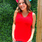 Noa V-Neck Tank - Infra Red - Southern Belle Boutique
