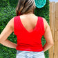 Noa V-Neck Tank - Infra Red - Southern Belle Boutique