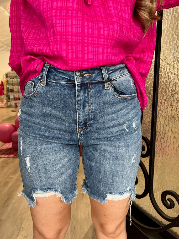 High Waist Long Shorts - Southern Belle Boutique