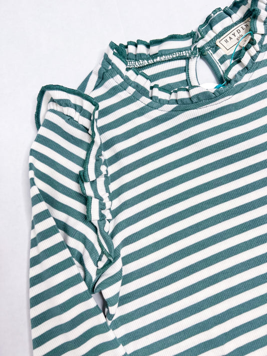 Olive and White Stripe Top - Southern Belle Boutique