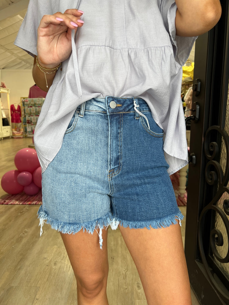 High Rise Color Block Shorts - Southern Belle Boutique