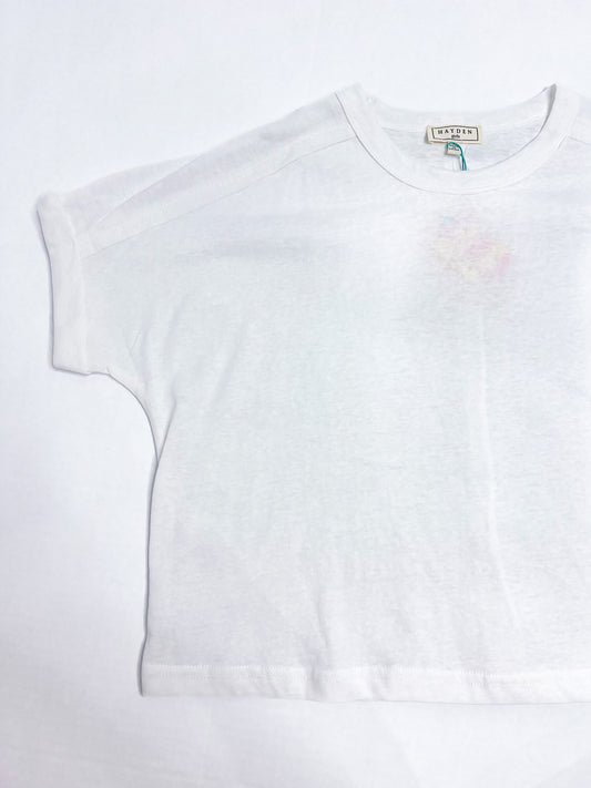 White Rolled Sleeve Tee - Southern Belle Boutique