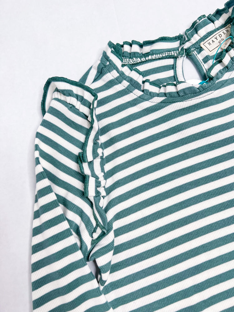 Olive and White Stripe Top - Southern Belle Boutique