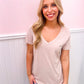 Kasey Modal V-Neck Tee - Oatmeal - Southern Belle Boutique