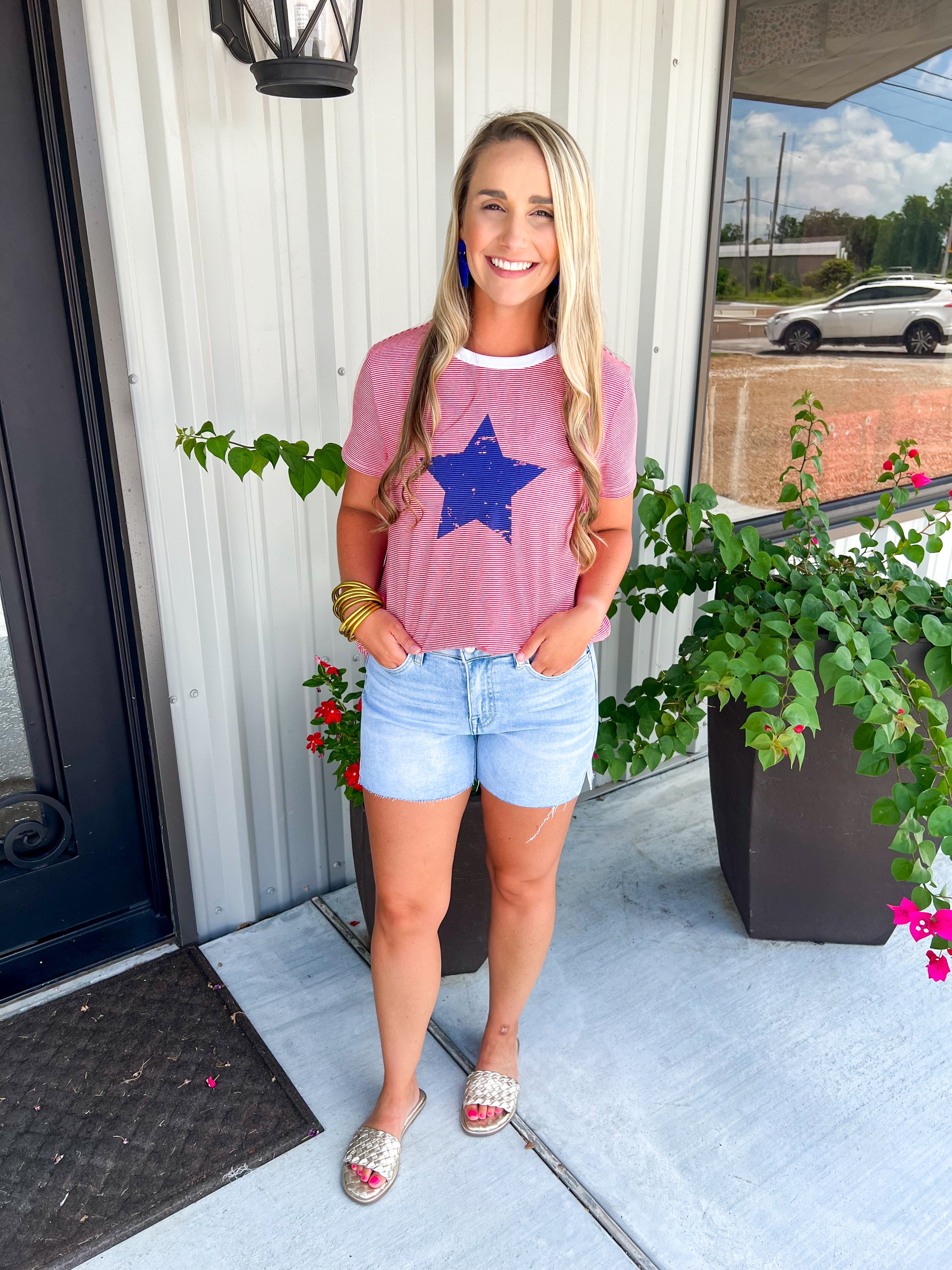 July 4th Striped Print Tee - Southern Belle Boutique