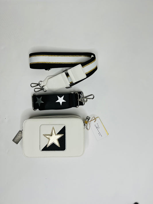 White Crossbody w/Black White Star - Southern Belle Boutique