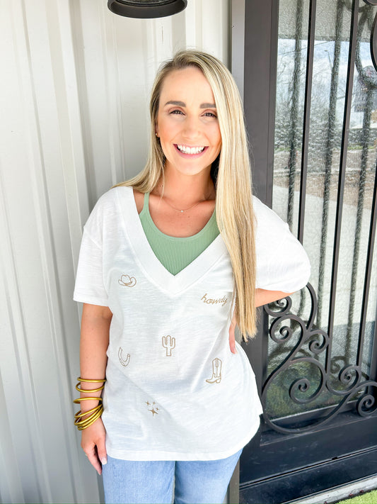 Western Elements Embroidery (Cream) - Southern Belle Boutique