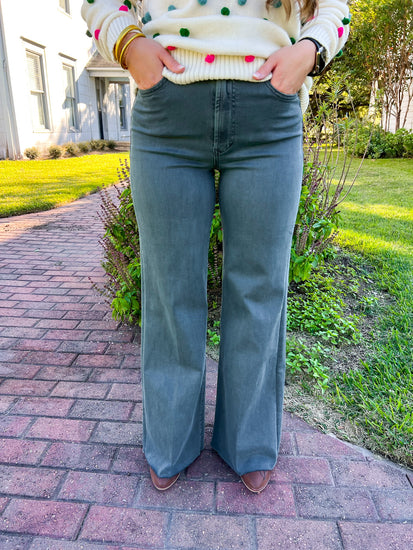 Fiona Super High Rise Wide Leg Jeans - Ponderosa Pine - Southern Belle Boutique