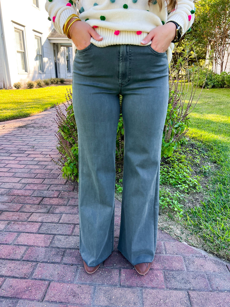 Fiona Super High Rise Wide Leg Jeans - Ponderosa Pine - Southern Belle Boutique