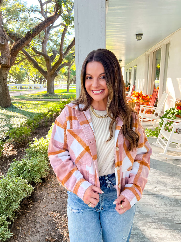 Maverick Blush Plaid Jacket - Southern Belle Boutique