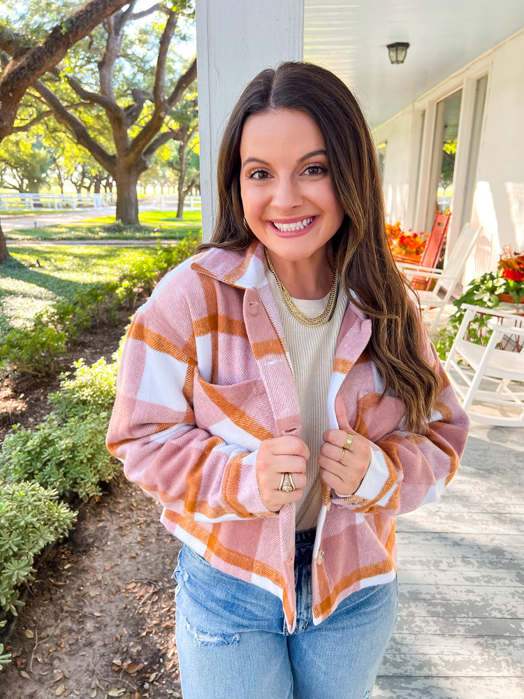 Maverick Blush Plaid Jacket - Southern Belle Boutique