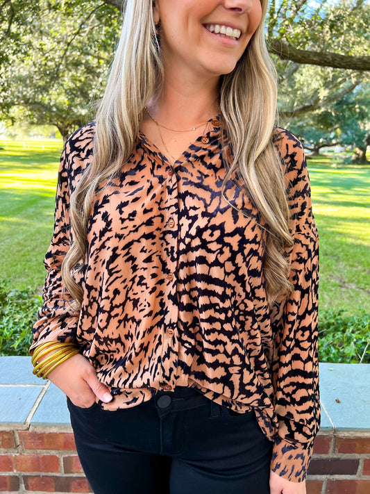 Velvet Leopard Top - Southern Belle Boutique