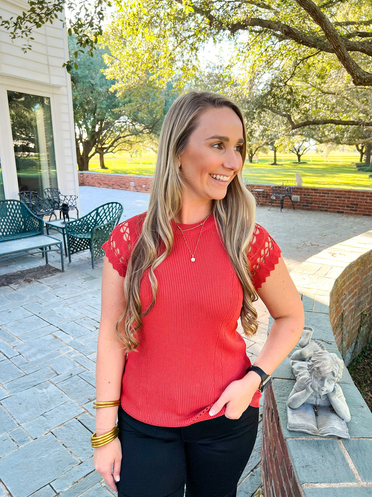 Joie Embroidery Top - Candied Yams - Southern Belle Boutique