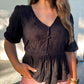 Sutton Peplum Top Black Velvet Petunia - Southern Belle Boutique