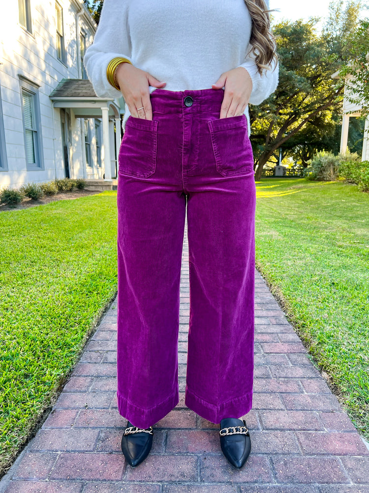 Audrey Super H/R Cropped Wide Leg Pants - Purple Potion - Southern Belle Boutique