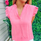 Coral Ruffle Cap Sleeve Blouse - Southern Belle Boutique