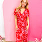 Floral Print Maxi Dress - Red Pink - Southern Belle Boutique