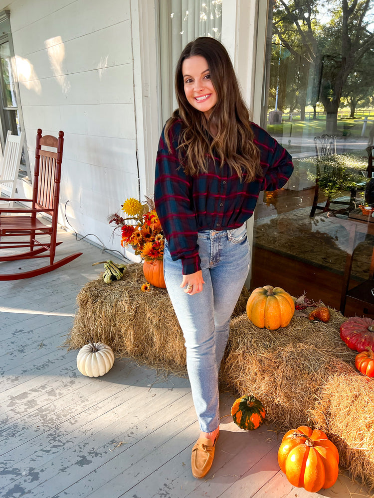 Tessa Crop Flannel Shirt - Southern Belle Boutique