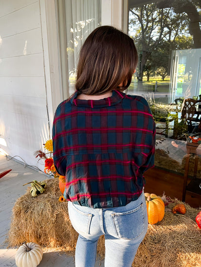 Tessa Crop Flannel Shirt - Southern Belle Boutique