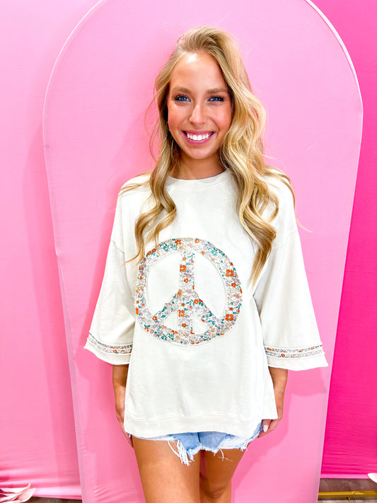 Peace Patch Terry Top - Southern Belle Boutique