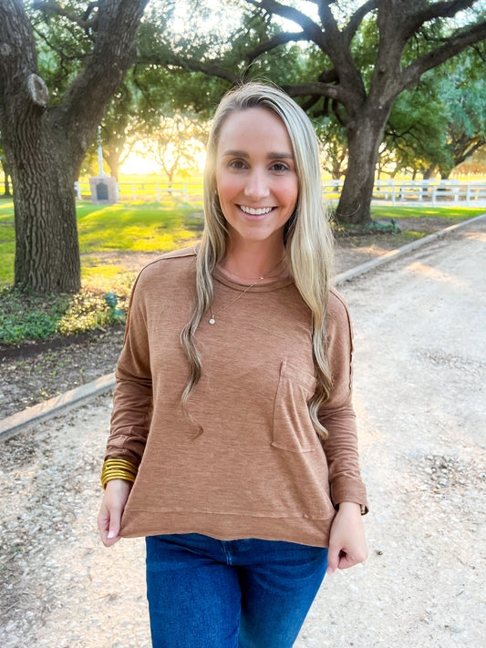 Mocha Cropped Tee - Southern Belle Boutique