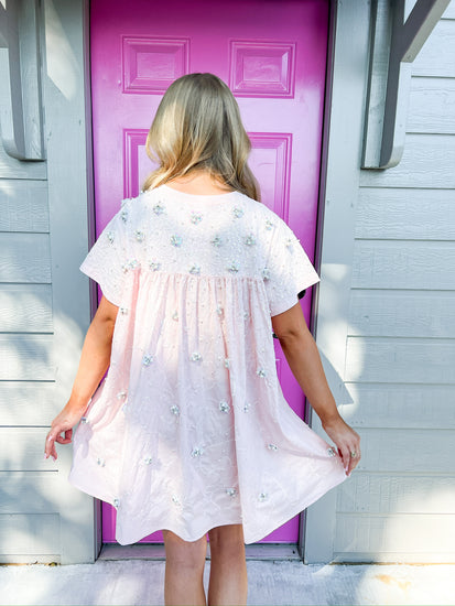 Light Pink Popping Champagne Tee Dress - Southern Belle Boutique