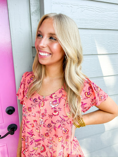 Coral Cream Dress - Southern Belle Boutique