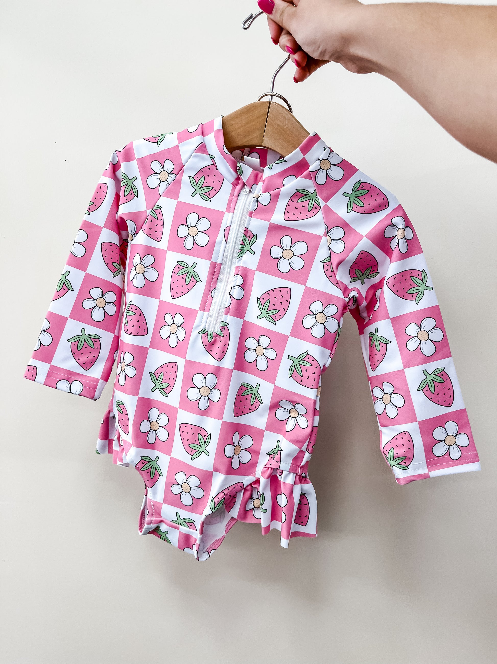 Checkered Strawberry Swimsuit - Southern Belle Boutique