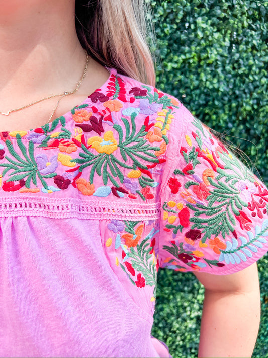 Cotton Candy Embroidered Top - Southern Belle Boutique