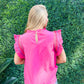 Fuchsia Embroidery Shoulder Top - Southern Belle Boutique