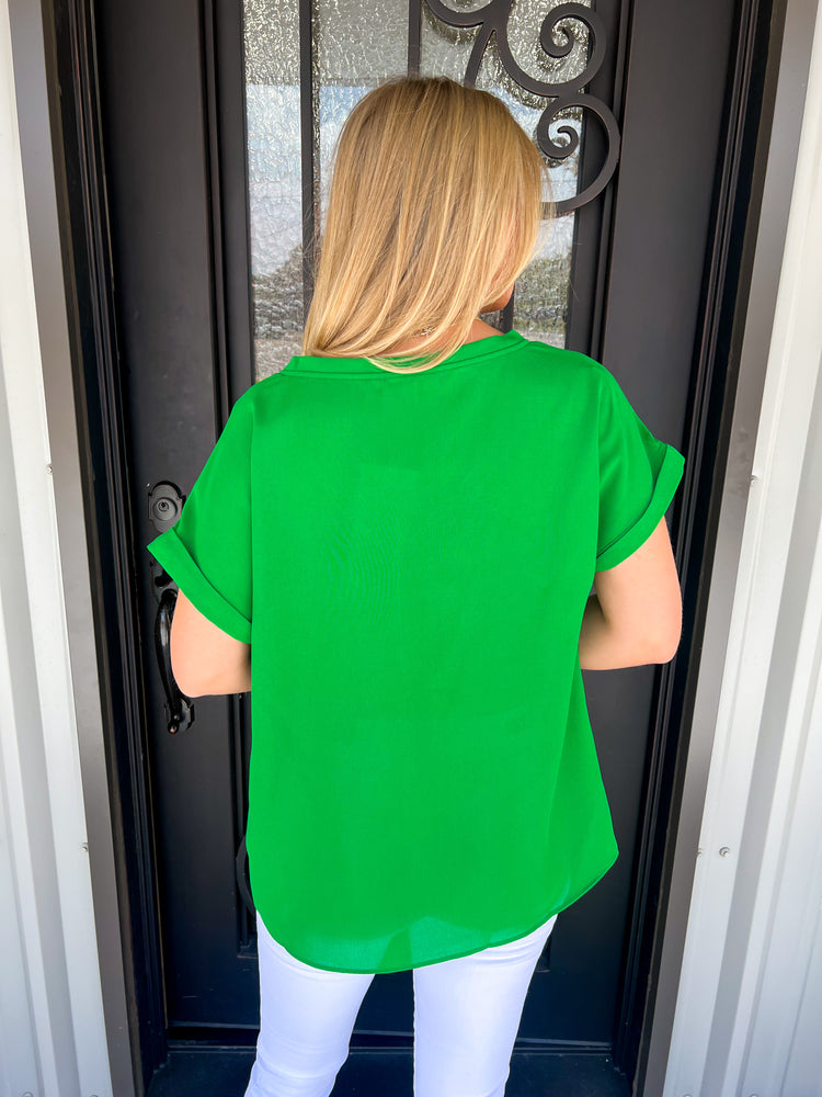 Kelly Green Basic Top - Southern Belle Boutique