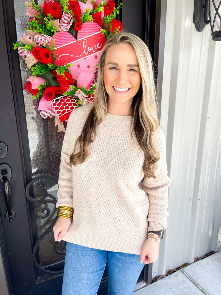 Oatmeal Chevron Pullover Sweater - Southern Belle Boutique