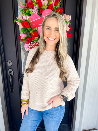 Oatmeal Chevron Pullover Sweater - Southern Belle Boutique