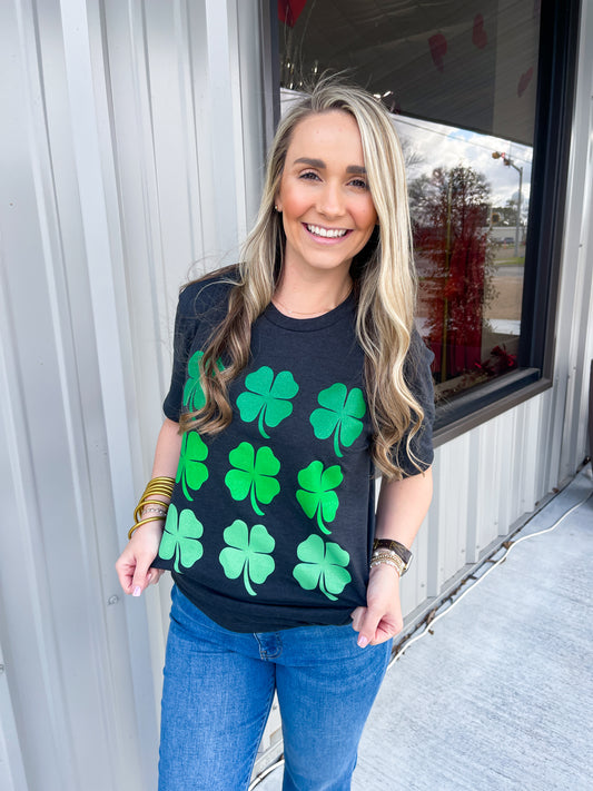 Glitter Lucky Clovers Tee - Southern Belle Boutique